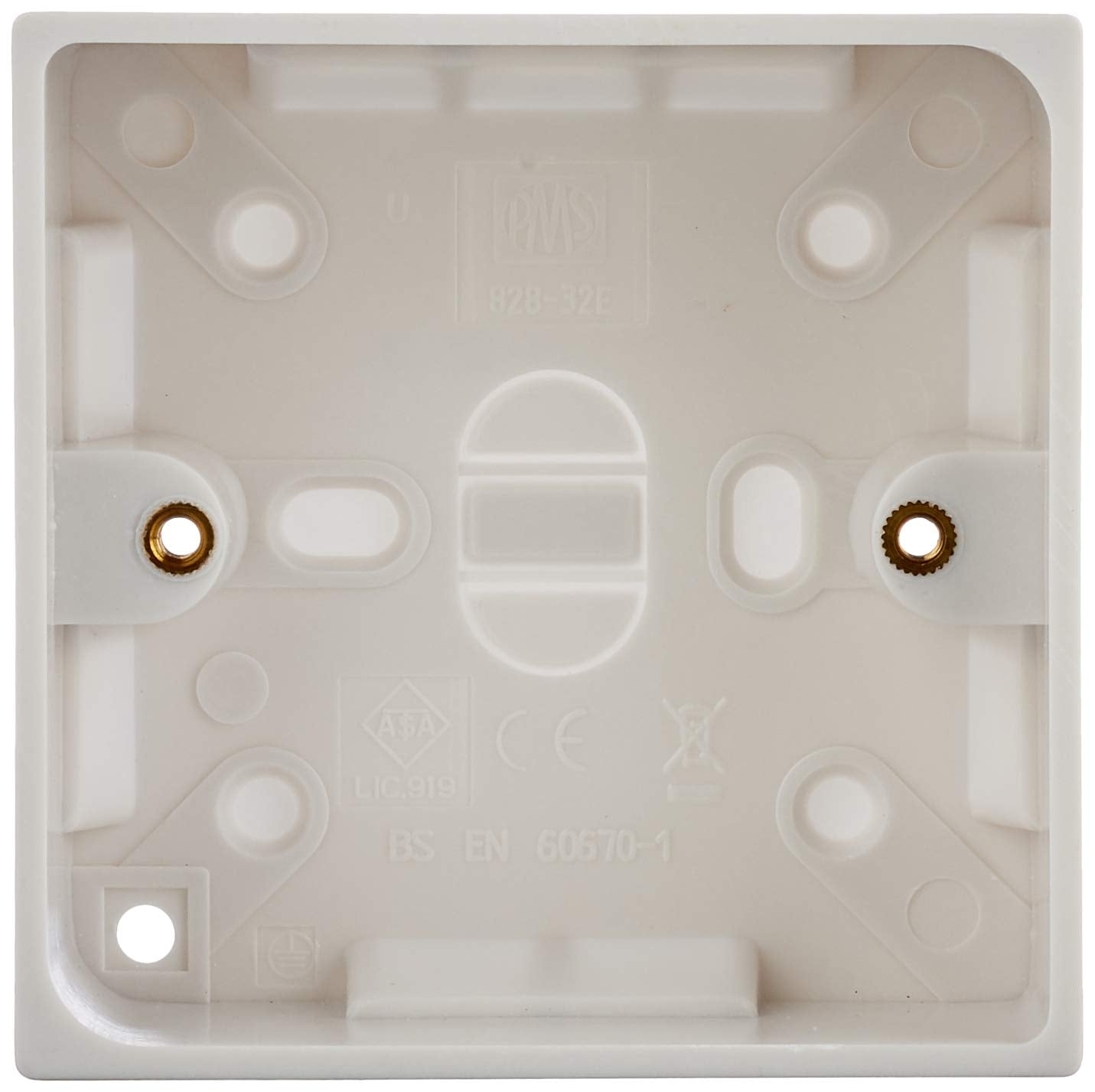 Merriway Moulded Surface Pattress Back Box 1-Gang 35mm (1.3/8 inch) Deep