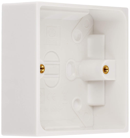 Merriway Moulded Surface Pattress Back Box 1-Gang 35mm (1.3/8 inch) Deep