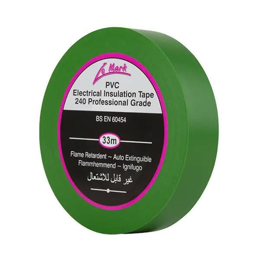 Le Mark Green PVC Electrical Insulation Tape - 33m x 19mm