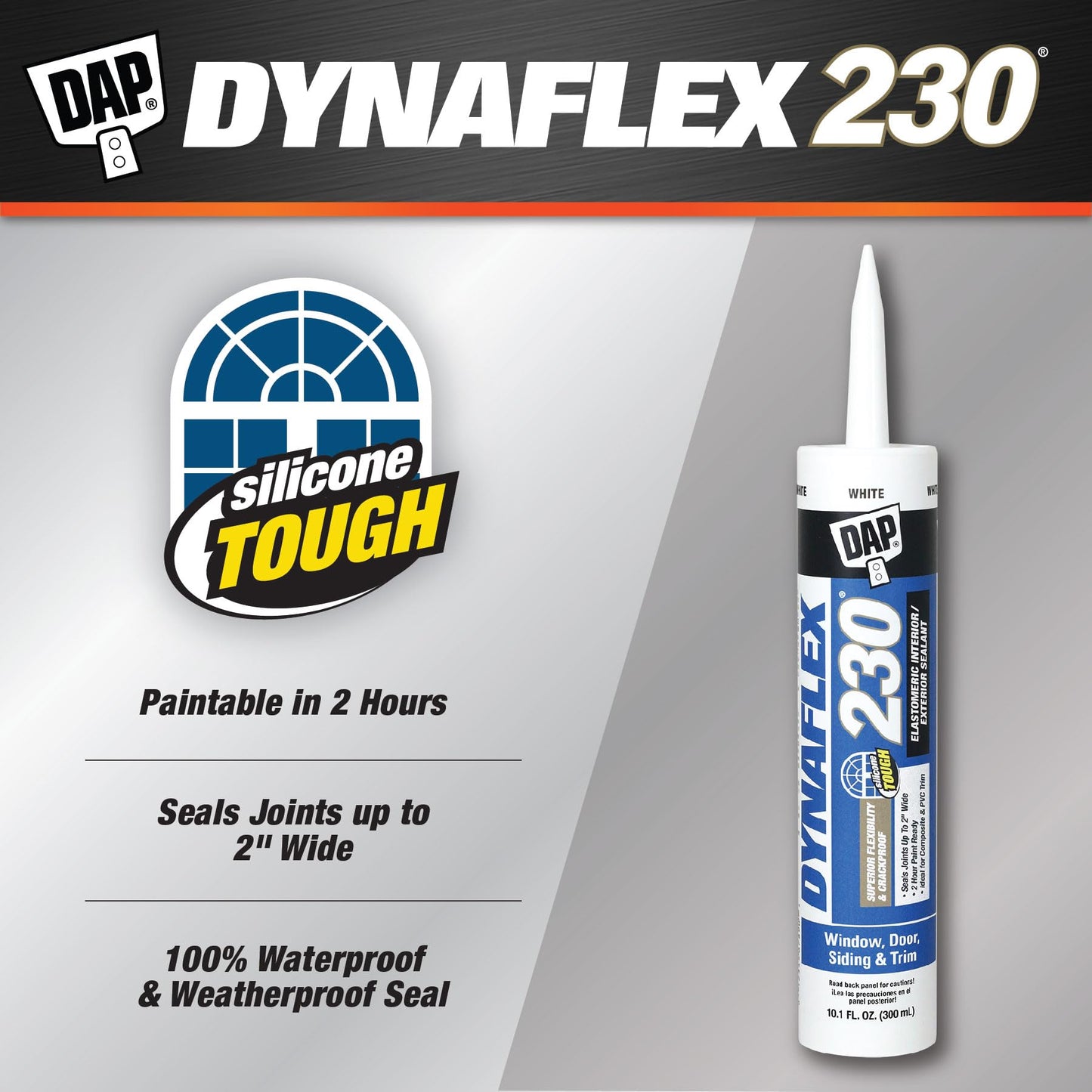 Dap 18275 DYNAFLEX 230, White 100% Waterproof Window, Door & Trim Sealant, 10.1 oz