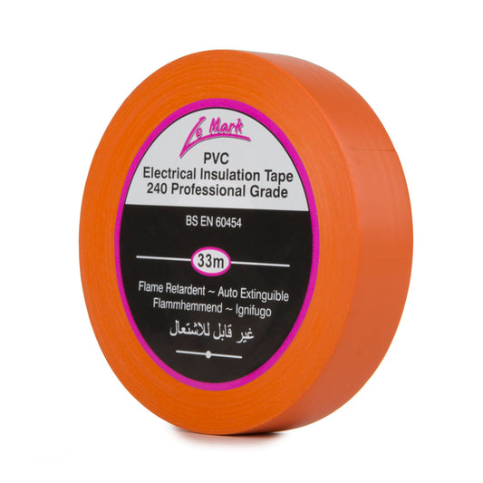 Le Mark Orange PVC Electrical Insulation Tape - 33m x 19mm